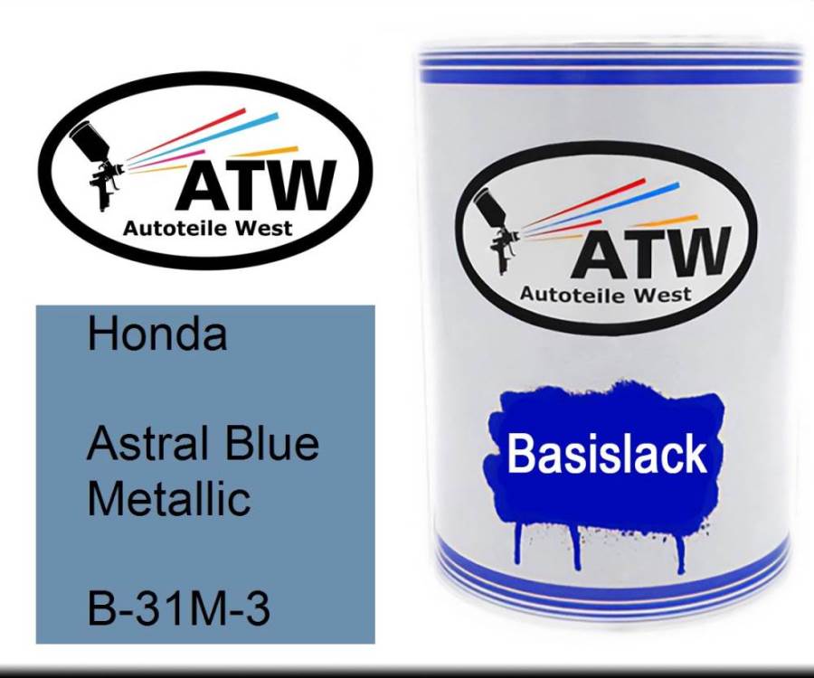 Honda, Astral Blue Metallic, B-31M-3: 500ml Lackdose, von ATW Autoteile West.